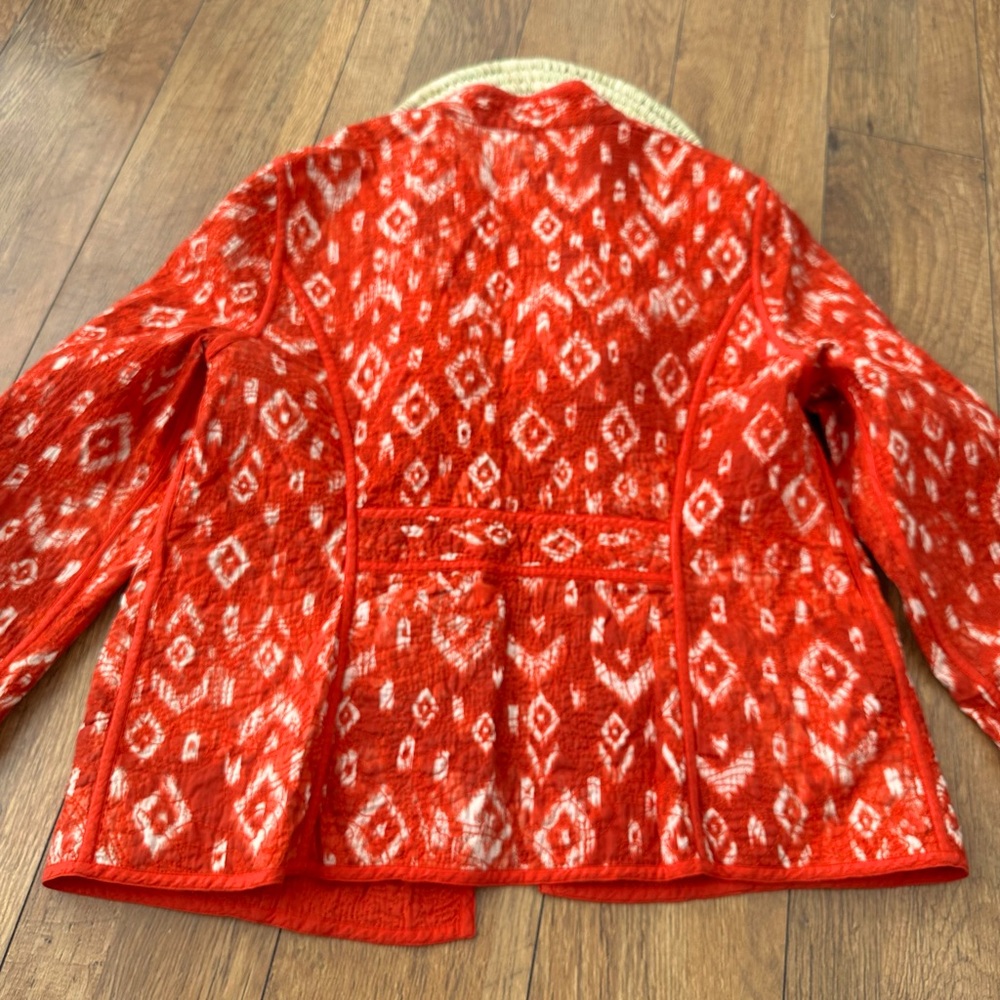 Deep Orange/Red Patterned Reversible Jacket - Picture 5 of 7